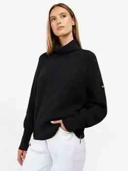 Image of Barbour International Claremont Wool Blend Roll Neck Jumper - Black