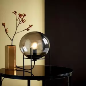 Image of Alton Indoor Living Dining Bedroom Glass Table Lamp in Black (Diam) 20cm