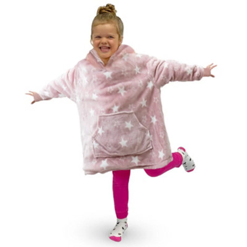 Image of Velosso Pink Kids Stars Oversized Hoodie Blanket