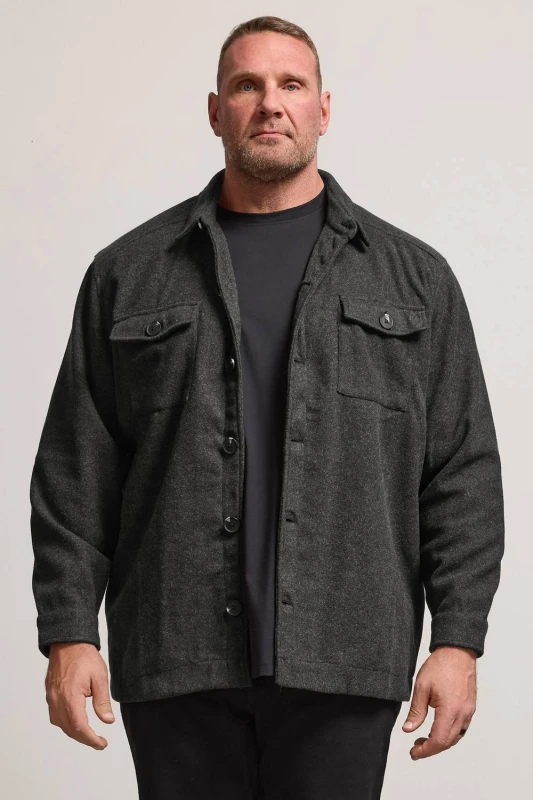 Image of BadRhino BadRhino Men Button Down Shacket in Charcoal Size: large Charcoal L Male 5063111743254