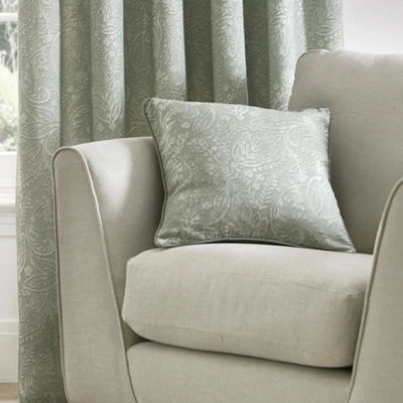 Image of Dreams & Drapes Aveline 100% Cotton Green Filled Cushion