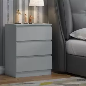Image of Fwstyle Matt Grey 3 Drawer Chest Of Drawers