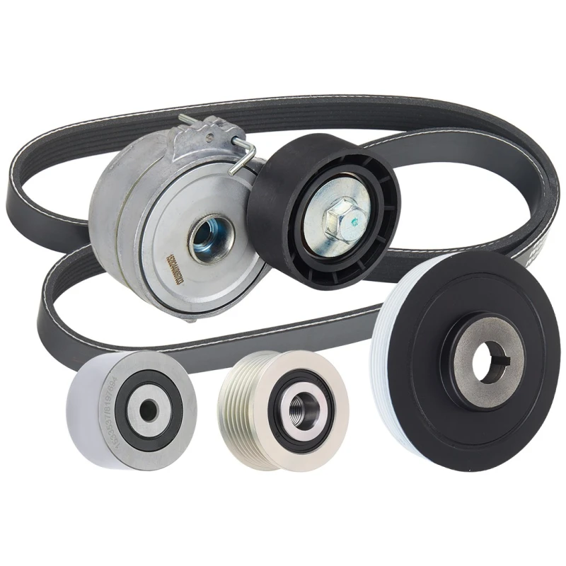Image of RIDEX 542R0866 V-ribbed belt set Pulleys: with freewheel belt pulley V-Ribbed Belt Set (542)