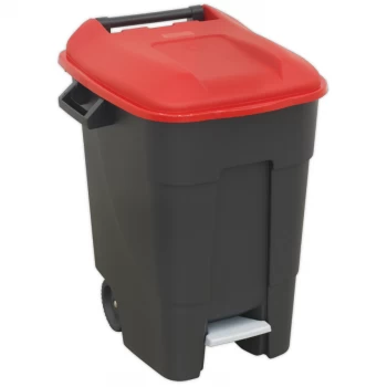 image of Refuse/Wheelie Bin with Foot Pedal 100L - Red