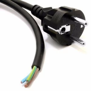 Image of Zexum Black 2 meter 10A Schuko to Bare Ends Mains Lead