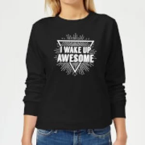 image of I Wake up Awesome Womens Sweatshirt - Black - 3XL - Black