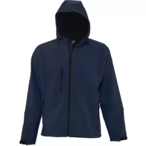 Image of SOLS Mens Replay Hooded Soft Shell Jacket (Breathable, Windproof And Water Resistant) (3XL) (French Navy)