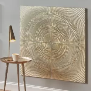 image of Antiqued White and Gold Textured Metal Wall Art Gold/White