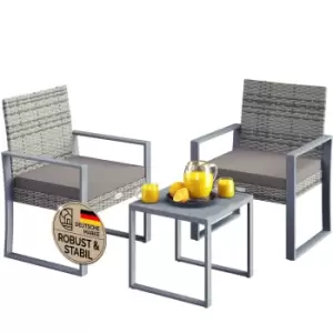 Image of Polyrattan Balcony Set 3 Pcs. Grey WPC