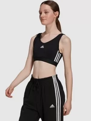 Image of adidas Essentials 3 Stripes Crop Top, Black/White Size XS Women