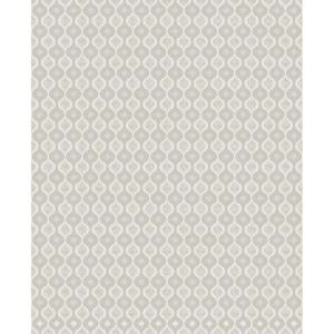 Image of Superfresco Luxe Ogee White Silver Wallpaper