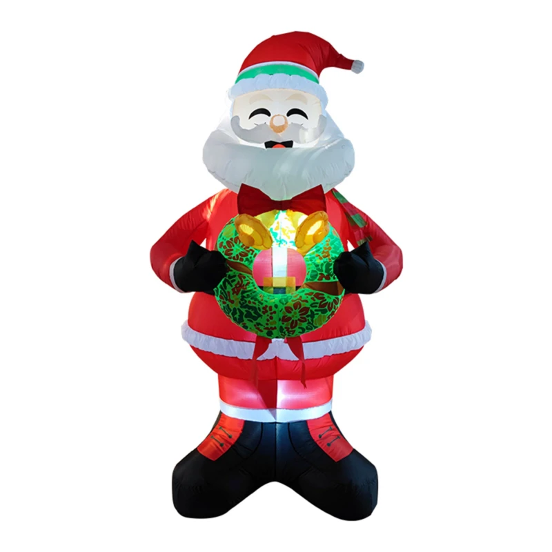Image of LIFE IDEAS 2.4M Santa Holding Wreath Decoration Multi-Colour unisex One size