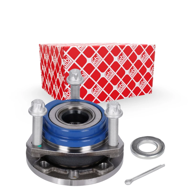 Image of FEBI BILSTEIN 14611 Wheel bearing kit with fastening/mounting material, Front Axle Right, with wheel hub Wheel Bearing Kit (654)