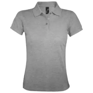 image of SOLs Womens/Ladies Prime Pique Polo Shirt (L) (Grey Marl)