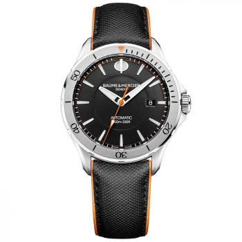 image of Baume & Mercier Clifton Club Mens Black Leather Strap Watch