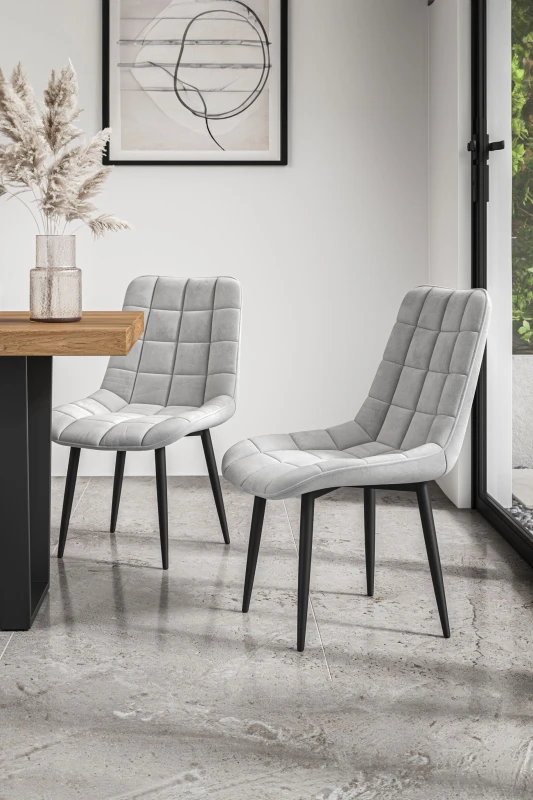 Image of More4Homes Set of 8 Nova Modern Velvet Dining Chair Padded Seat Metal Legs Grey
