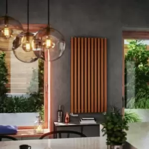 Image of Copper Horizontal Designer Radiator Oval Column Central Heating Rads 1200x590mm - Copper