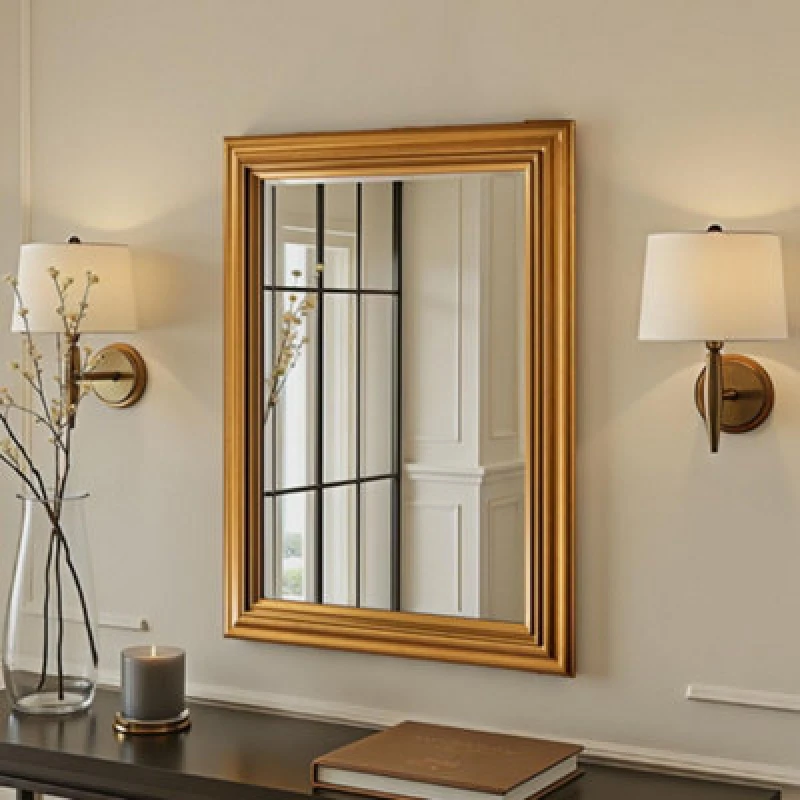 Image of Yearn Mirrors Contemporary Gold Framed Bevelled Mirror Gold Unisex