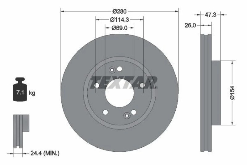 Image of Brake disc TEXTAR 92133905