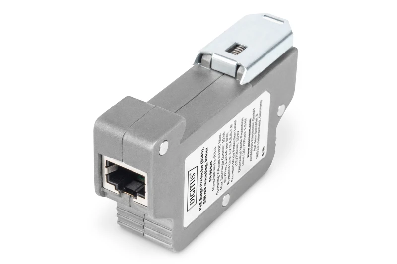 Image of Digitus PoE surge protector (RJ45). DIN rail installation. indoor