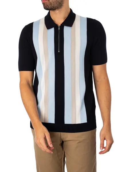 Image of HUGO Sholpon Zip Polo Shirt Navy XL