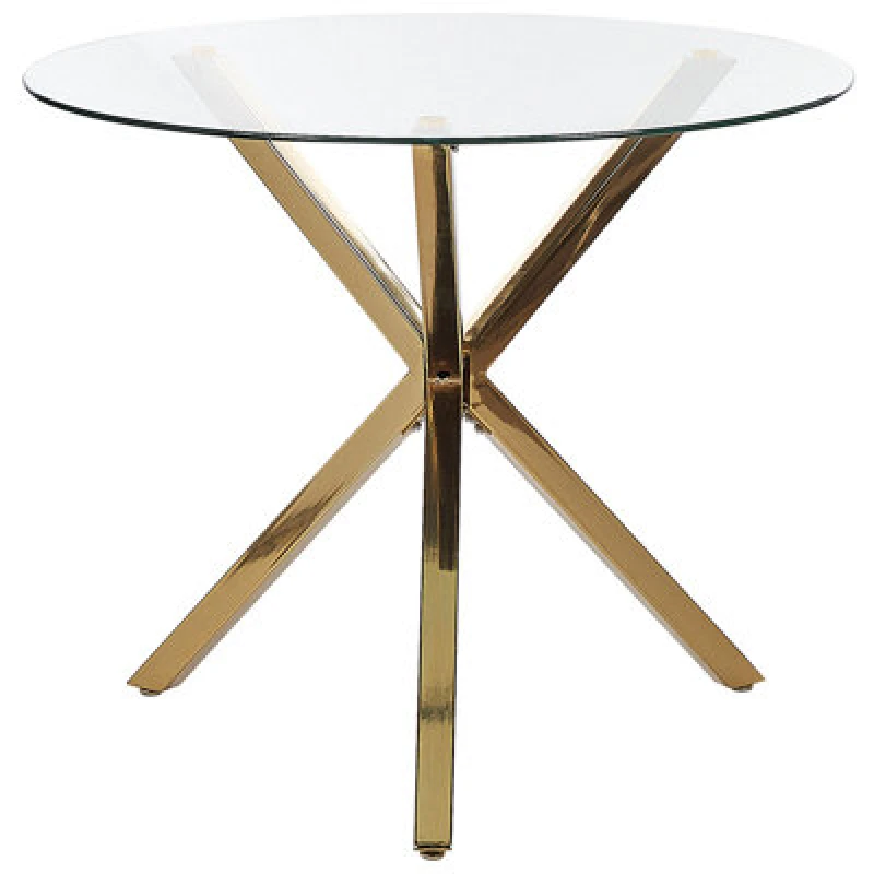 Image of Beliani Dining Table Savoni Gold 90 Cm 90 Cm Tempered Glass