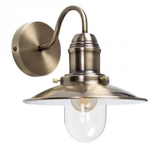 image of Industrial Style Fisherman&#x27;s Wall Light in Antique Brass