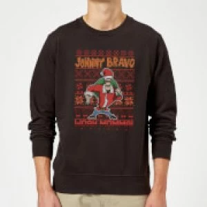 Image of Johnny Bravo Johnny Bravo Pattern Christmas Sweatshirt - Black - 5XL