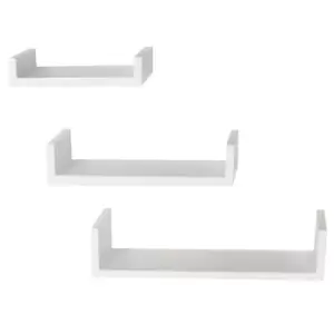 image of Techstyle Melody Wall Mounted Floating Gloss Display Storage Shelves Set Of 3 White