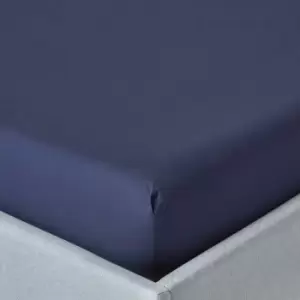 Image of Navy Blue Egyptian Cotton Fitted Sheet 200 Thread Count, King - Navy Blue - Navy Blue - Homescapes