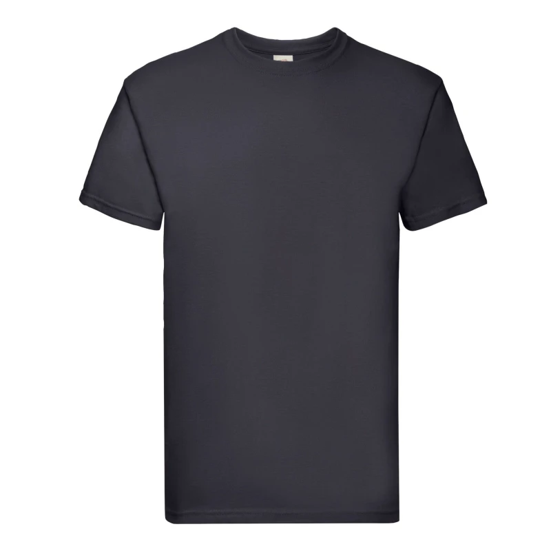 Image of Fruit Of The Loom Fruit of the Loom Men Super Premium Plain T-Shirt in Mid Navy Size: Small Mid Navy S Male 5063425997633