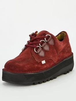 Image of Kickers Kick Lo Creepy Wedge Shoes - Burgundy, Size 6, Women