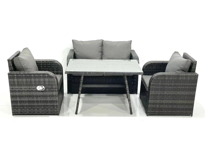 Image of Fimous Outdoor Garden Furniture Set with Reclining Chair Dark Grey Mixed Dark Grey Unisex