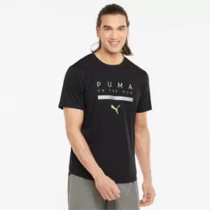 Image of PUMA Logo Short Sleeve Mens Running T-Shirt, Black, size Large, Clothing