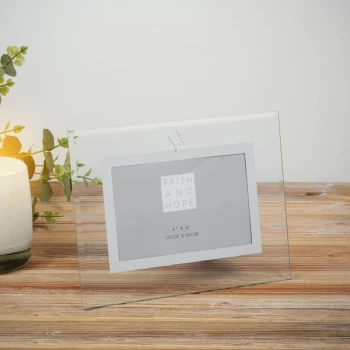 Image of Faith & Hope Glass Photo Frame with Star of David - 6" x 4"