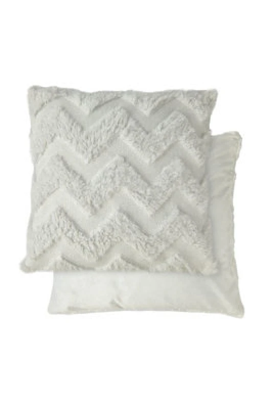 Image of New Edge Blinds Newton Zig Zag Collection Soft Touch Cushion Cover in White Size: 43cm x 43cm White Unisex 43cm x 43 cm