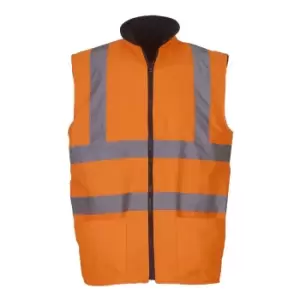 Image of Yoko Mens Workwear Hi-Vis Reversible Fleece Vest / Jacket (Pack of 2) (M) (Hi Vis Orange)