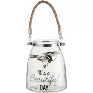 Image of Premier Housewares - Christmas Lanterns Glass Lanterns For Living Room With Worded Detail Christmas Lanterns Indoor and Outdoor Camping Lights With