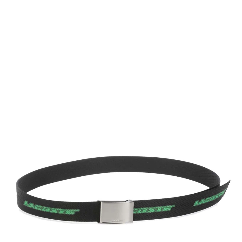 Image of Lacoste Contrast Logo Print Belt - Black 38in