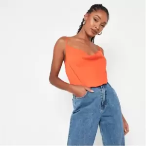 image of Missguided Cowl Neck Bodysuit - Orange