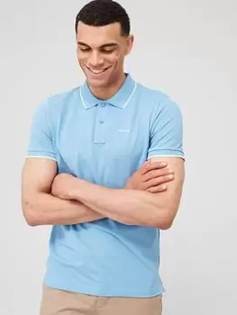 Image of GANT Contrast Tipping Shore Sleeve Pique Polo Shirt - Blue Size 2XL, Men