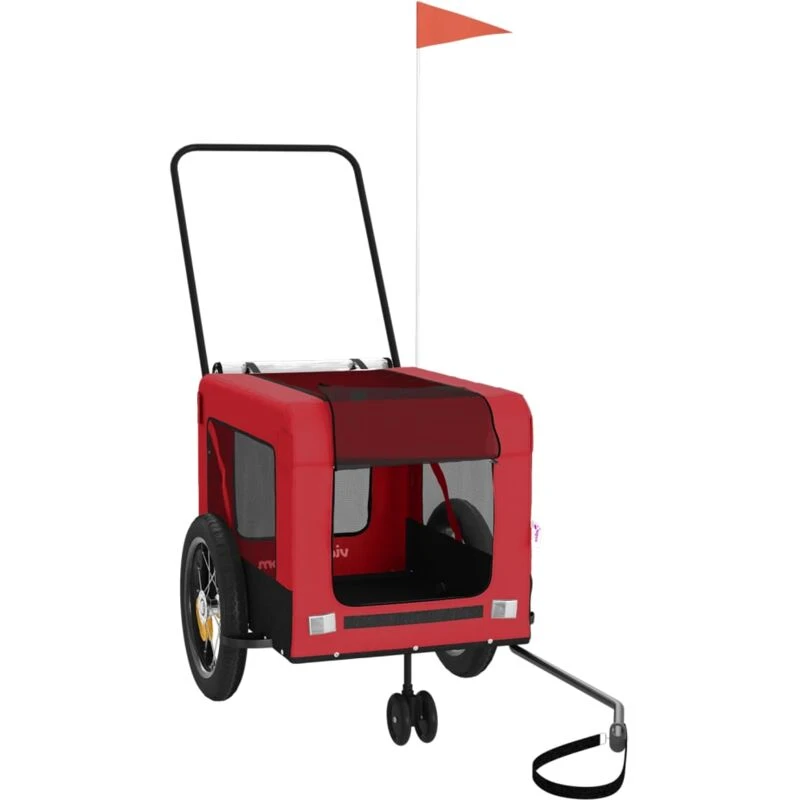Image of vidaXL Pet Bike Trailer Red and Black Oxford Fabric and Iron, Red 93929