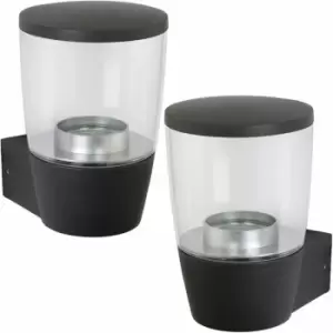 Image of Loops - 2 pack IP44 Outdoor Wall Light Modern Cool White Round LED Candle Tea Light Lamp