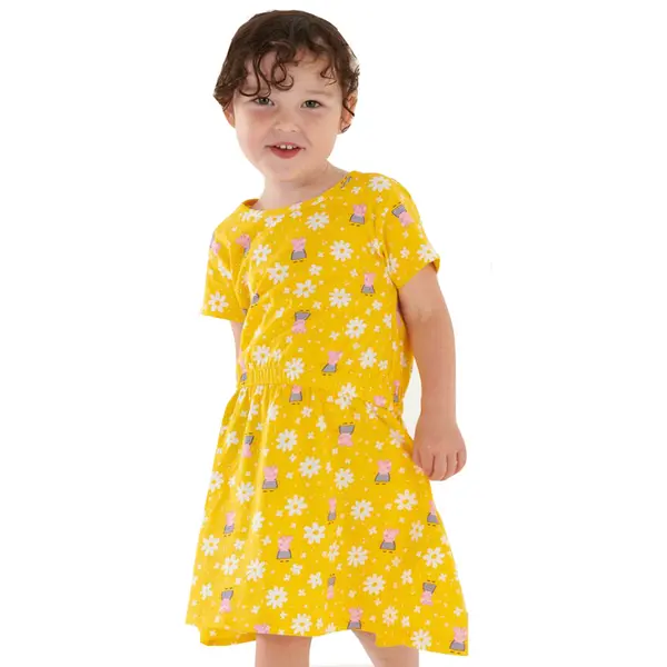Image of Regatta Girls Peppa Coolweave Cotton Jersey Summer Dress 48-60 Months (104-110cm) Maize Yellow RKD018G-Y3Q-48