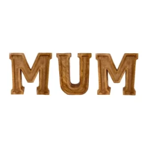 image of Hand Carved Wooden Embossed Letters Mum