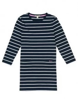 Image of Barbour Girls Maya Stripe Dress - Navy, Size 8-9 Years, Women