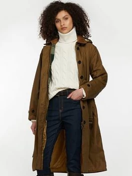 image of Barbour Barbour Alice Detachable Hood Cord Collar Belted Wax Trench Coat - Sand, Beige, Size 10, Women