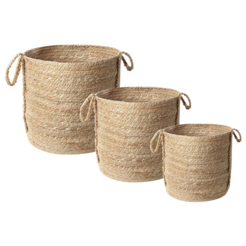Image of Beliani Set Of 3 Baskets Wadh Jute Natural