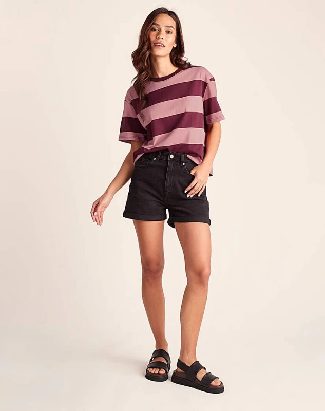 Image of Tog 24 Tog24 100% Cotton Supersoft T-Shirt Black/Raspberry - Tog 24 - Size: 14 Black/Raspberry Female 14 XQ98213