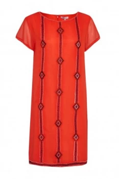 Image of Great Plains Karla Stitch Embroidered Dress Red